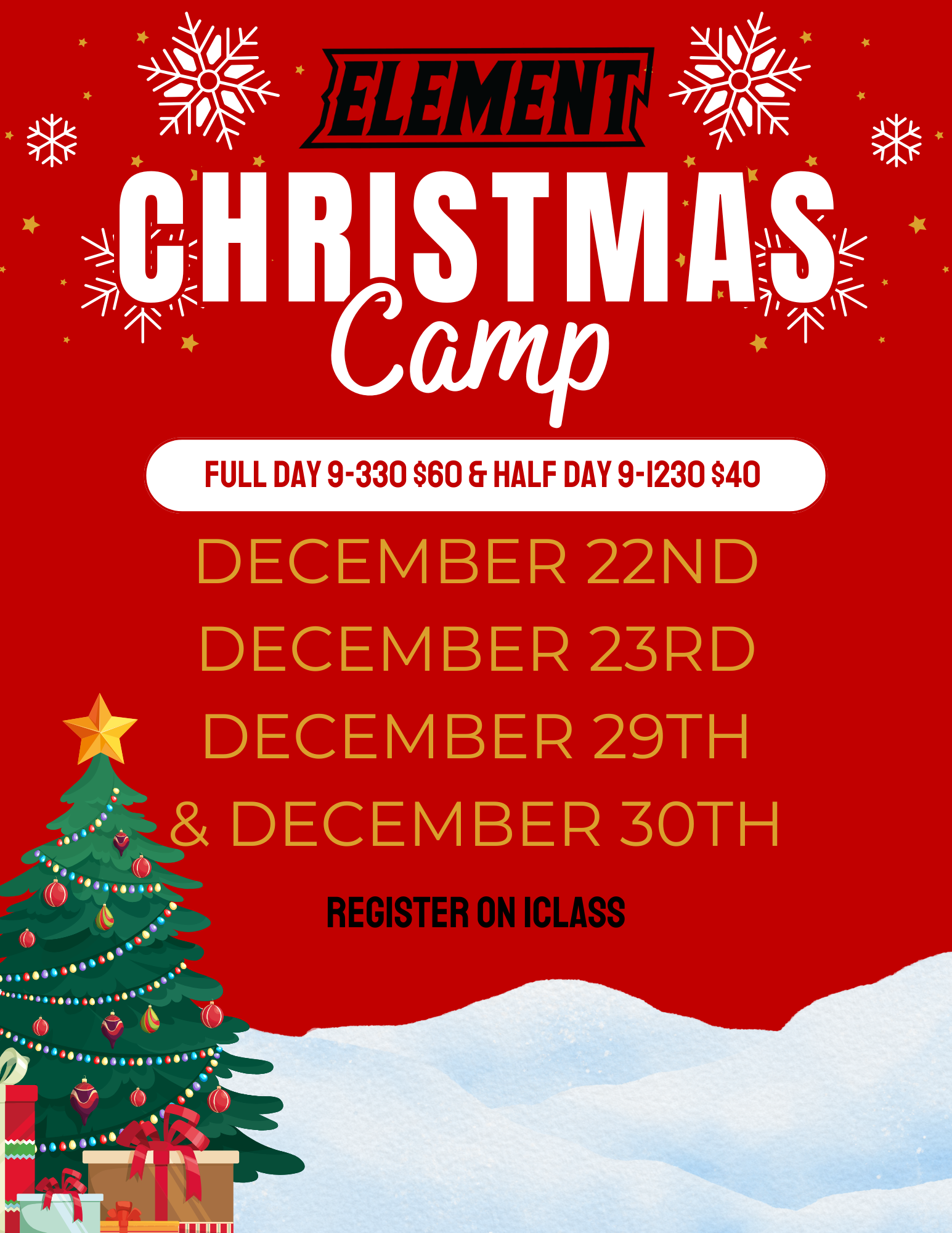 Red and White Illustrative Christmas Camp Flyer